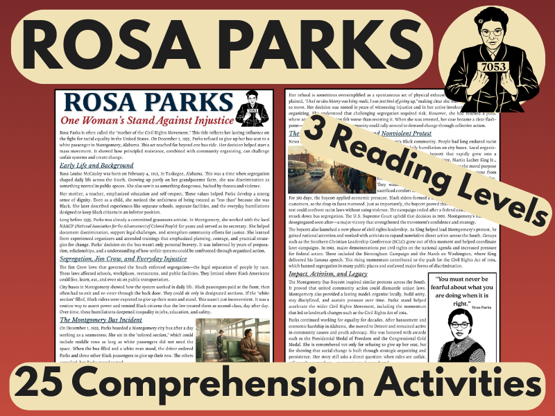 Rosa Parks Biography Reading Pack