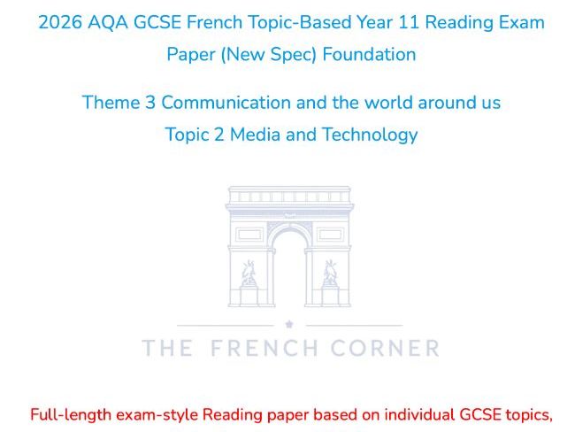 2026 AQA GCSE French Topic-Based Reading Exam Paper 3.2 – Foundation Tier