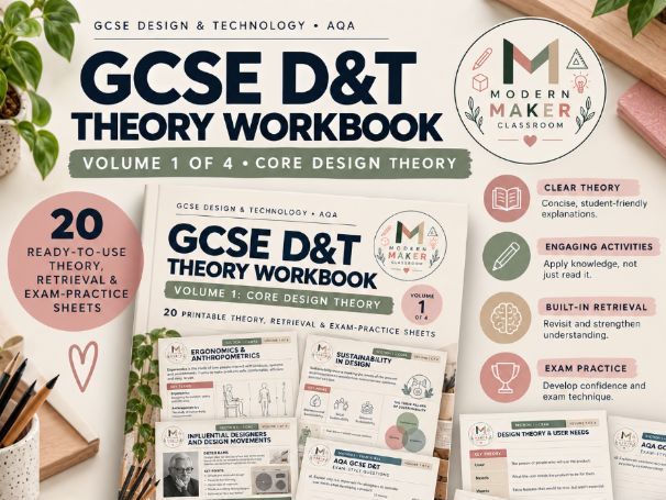 GCSE Design & Technology AQA – GCSE D&T Theory Workbook – Volume 1: Core Design Theory