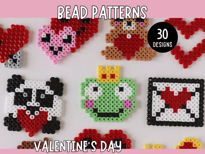 30 Valentine’s Day Pearl Bead Patterns - Printable Templates