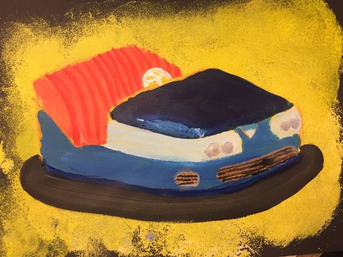 Bumper car paintings for 'All the Fun' theme