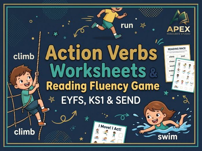 Action Verbs Worksheets & Reading Fluency Game | EYFS, KS1 & SEND