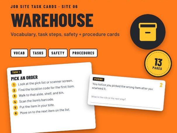 Warehouse Job Skills Task Cards: Picking, Packing and Safety for SEND and Post-16