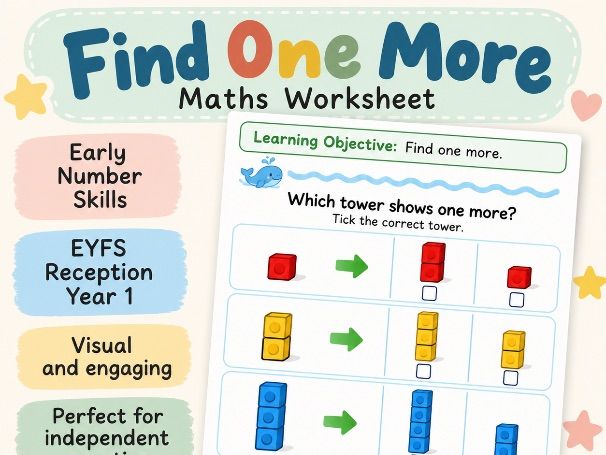 Find One More | Early Number Skills Worksheet | EYFS & KS1