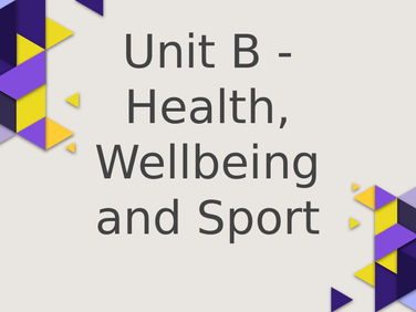 Pearson BTEC Level 3 Nationals in Sports Coaching Unit B - Health, Wellbeing and Sport Learning