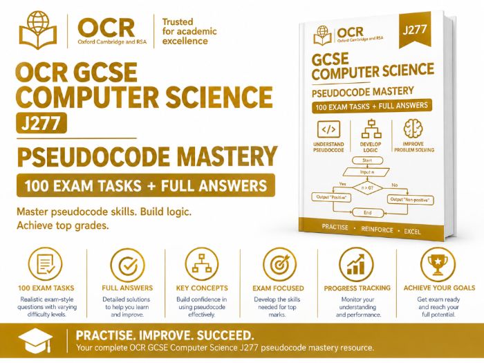 OCR GCSE Computer Science J277 Pseudocode Mastery – 100 Exam Tasks + Full Answers