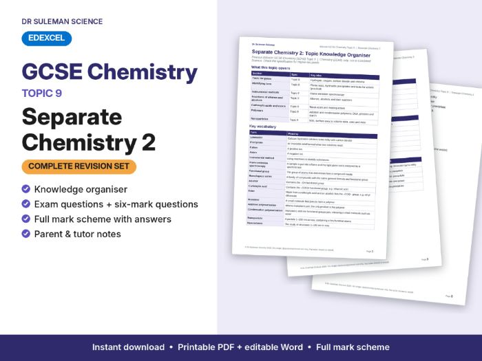 Edexcel GCSE Chemistry Topic 9 Separate Chemistry 2 Revision