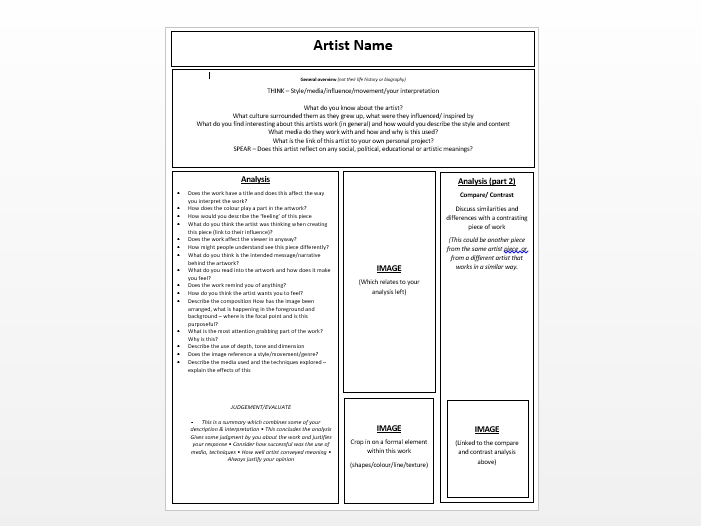 Artist Analysis Template