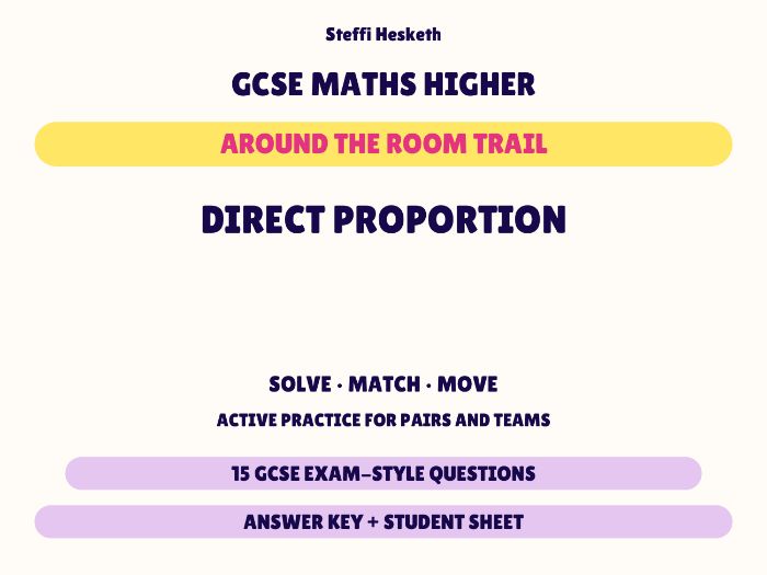 GCSE Higher Maths Direct Proportion | Around the Room Trail