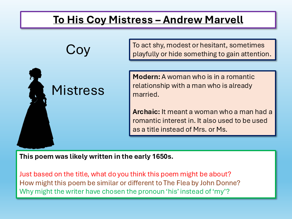 To His Coy Mistress Andrew Marvell