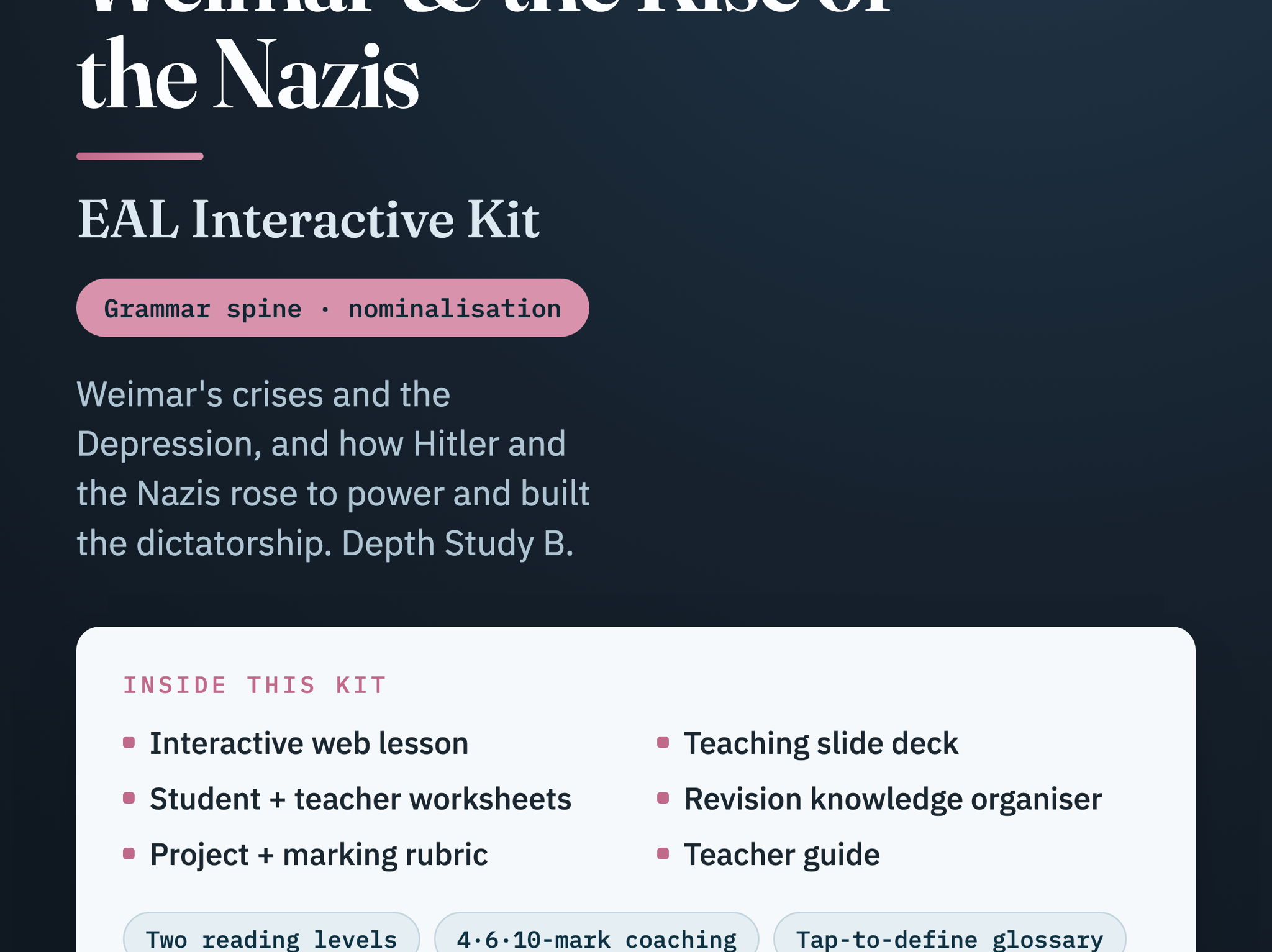 IGCSE History 0470: Weimar & the Rise of the Nazis EAL Unit