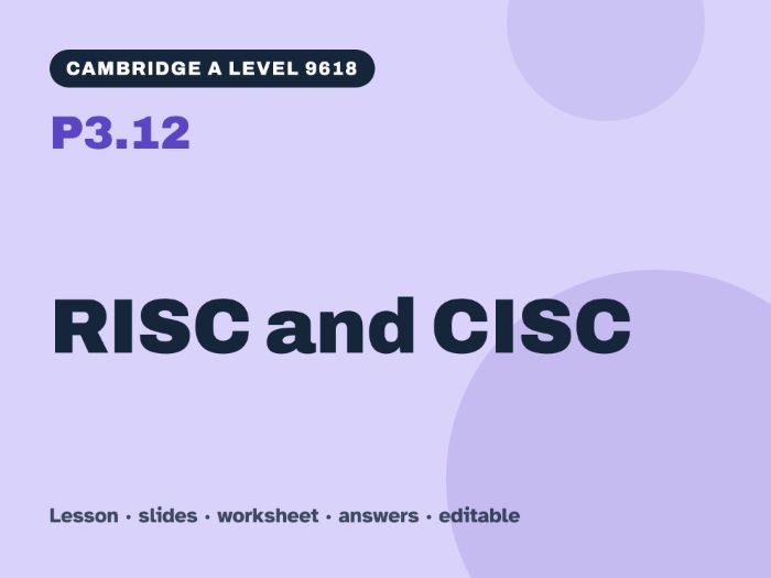 Cambridge A Level Computer Science 9618 – P3.12 RISC and CISC – Lesson & Worksheet