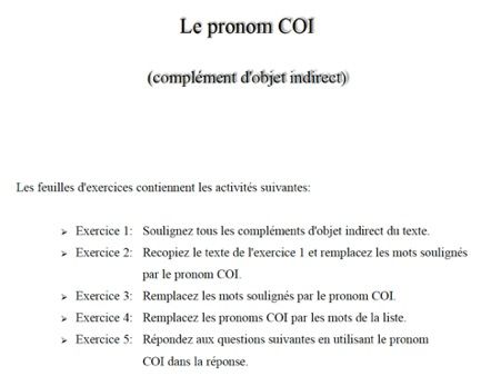 the indirect object in French (le COI et pronom COI)