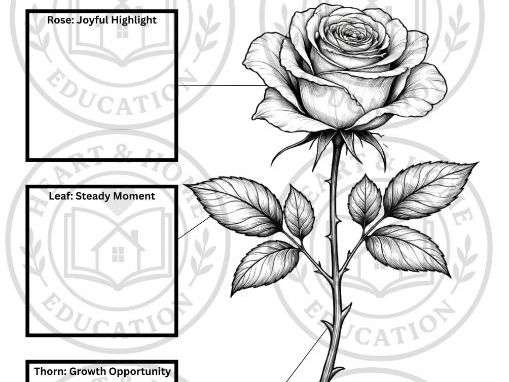 Rose, Leaf & Thorn Emotional Check-In PDF | Gentle Reflection Tool | Mental Health or SEL Printable