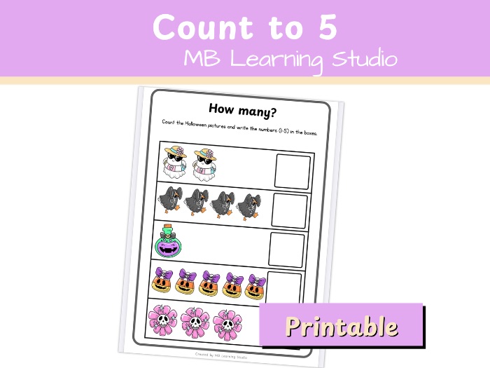 Halloween Count to 5 Worksheet– EYFS & Kindergarten