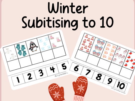 Winter theme- Subitising to 10- cut and stick