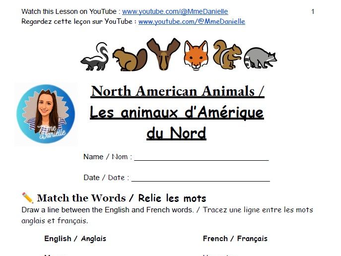 North American Animals - Bilingual - French-English (Mme Danielle)