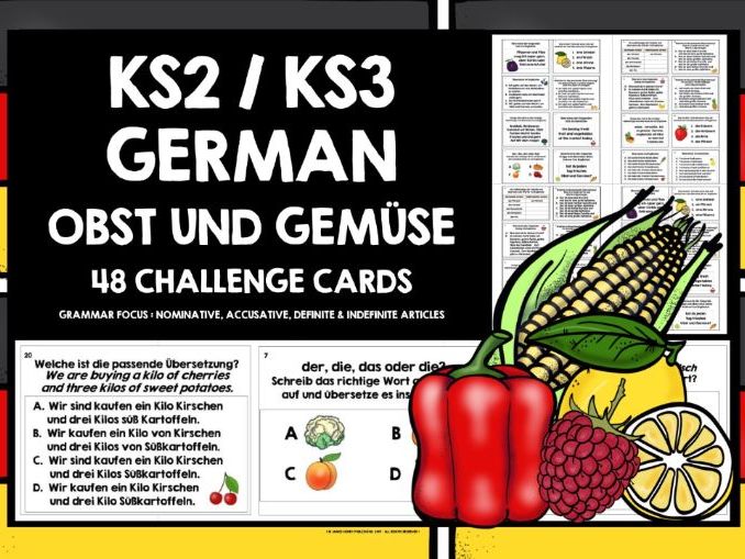 GERMAN FRUITS & VEGETABLES CHALLENGE CARDS