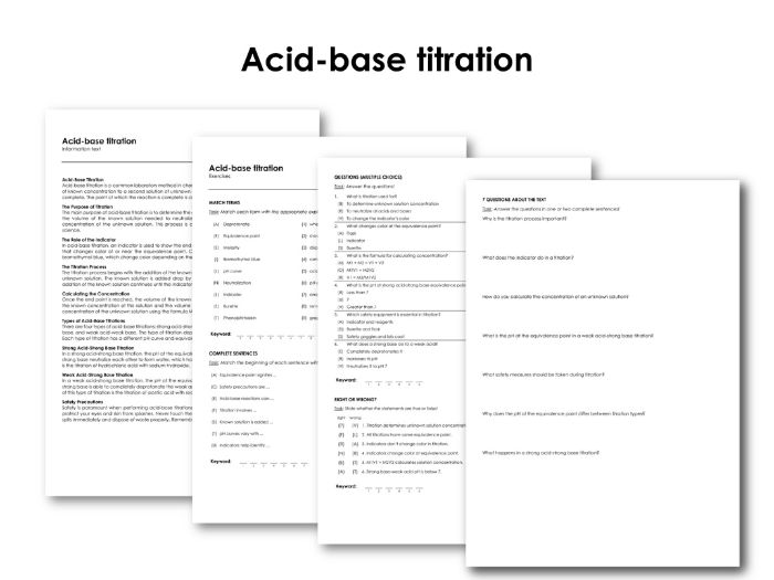 Acidbase titration (Infotext and Exercises) Teaching Resources