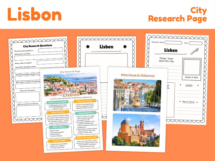 Lisbon City Research Project | Portugal Geography Worksheets