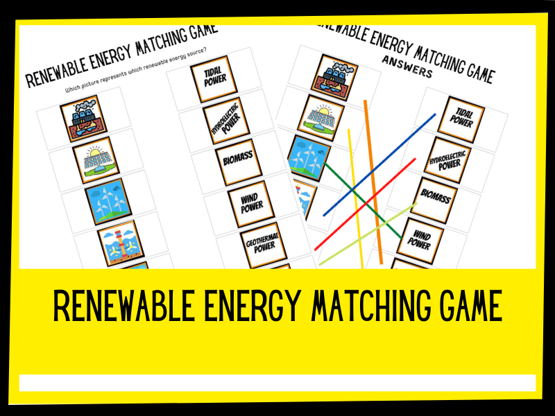 Renewable energy matching pairs KS2 Teaching Resources