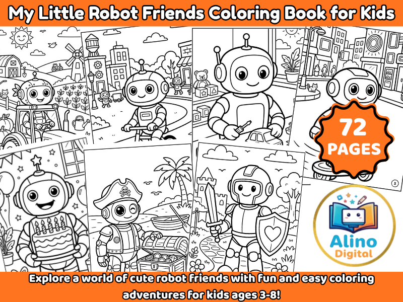 My Little Robot Friends Coloring Book for Kids