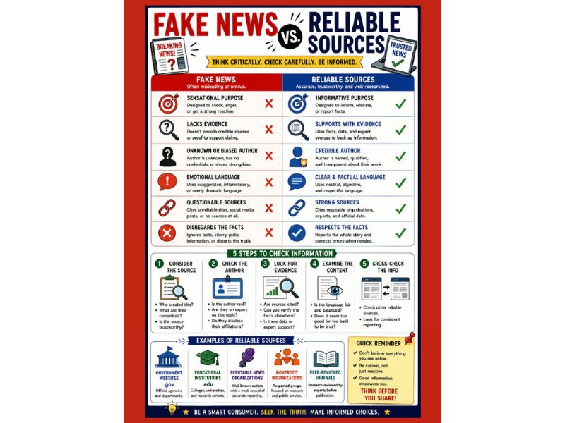 Fake News VS. Reliable Sources Classroom Poster