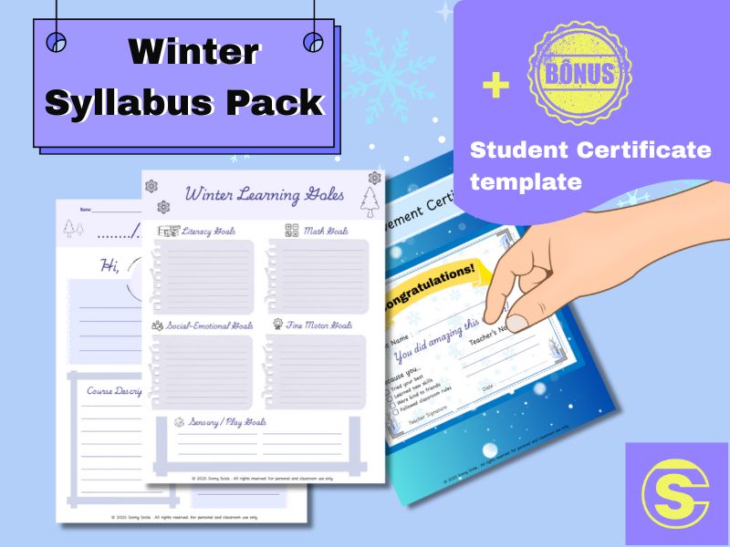 Printable Winter Syllabus - Fillable A4 + Achievement Award