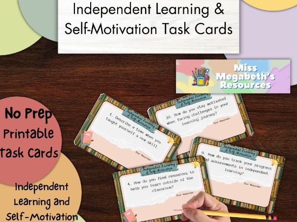 Learning Strategies 2.0 - Independent Learning & Self-Motivation Task Cards