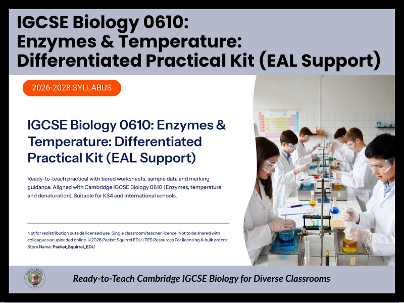 IGCSE Biology 0610 Enzymes & Temperature Practical Kit EAL
