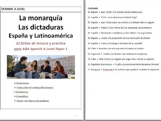 Spanish A-Level_12 workseets Paper 1: Monarchy and Dictators
