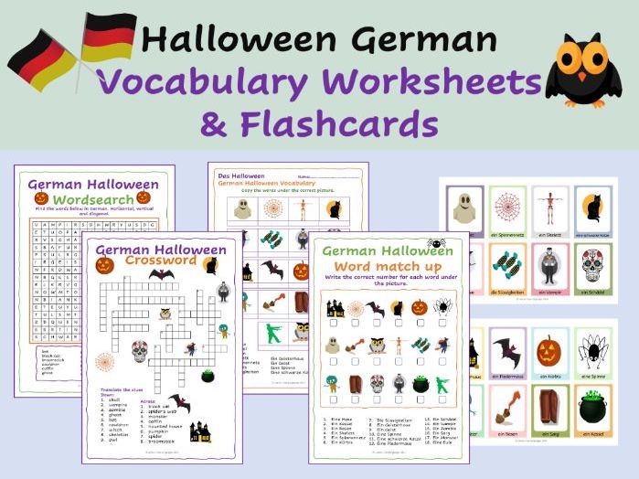 German Halloween Vocabulary Worksheets