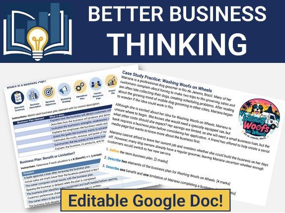 IB Business - BMT - Business Plans Review & Case Study (Editable Google Doc)