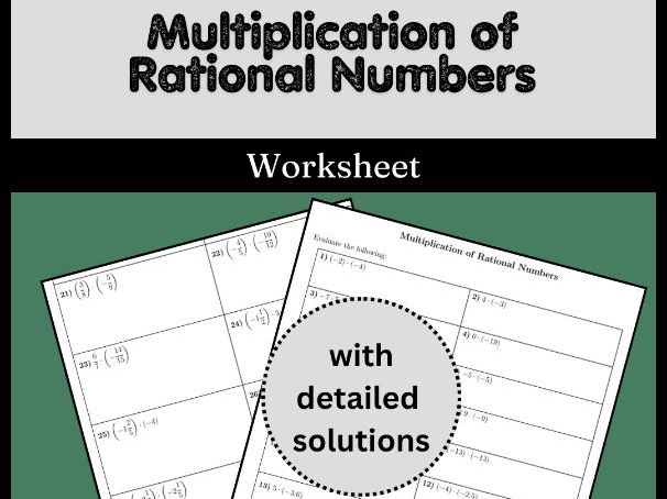 Multiplication of Rational Numbers Worksheet (with solutions)
