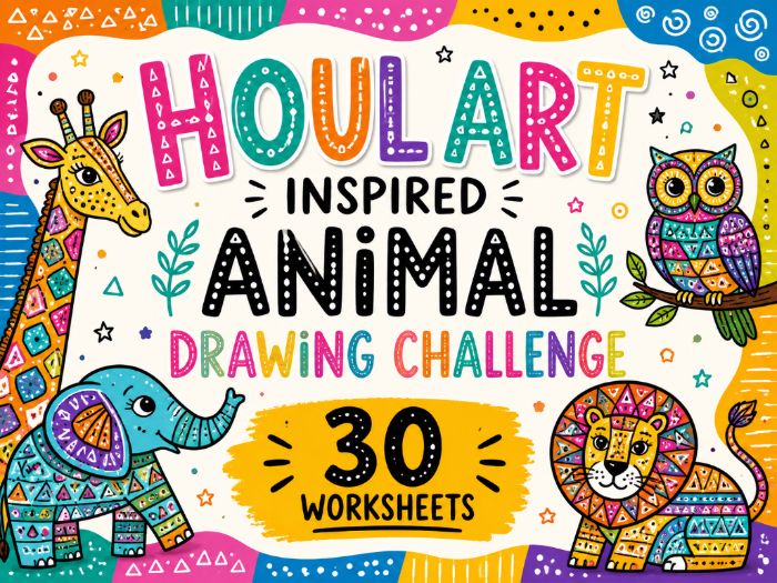Houl Art Inspired Animal Drawing Challenge – 30 Creative Animal Drawing Worksheets