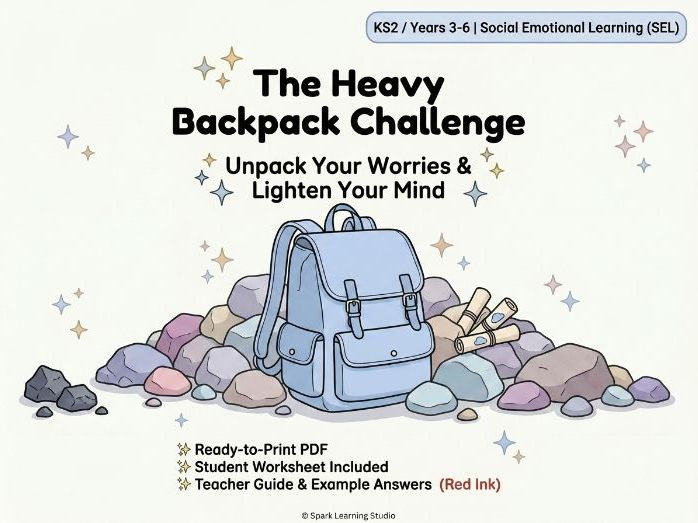 The Heavy Backpacks: Anxiety Management SEL Lesson Deck & Worksheet (Years 3–6 / KS2)
