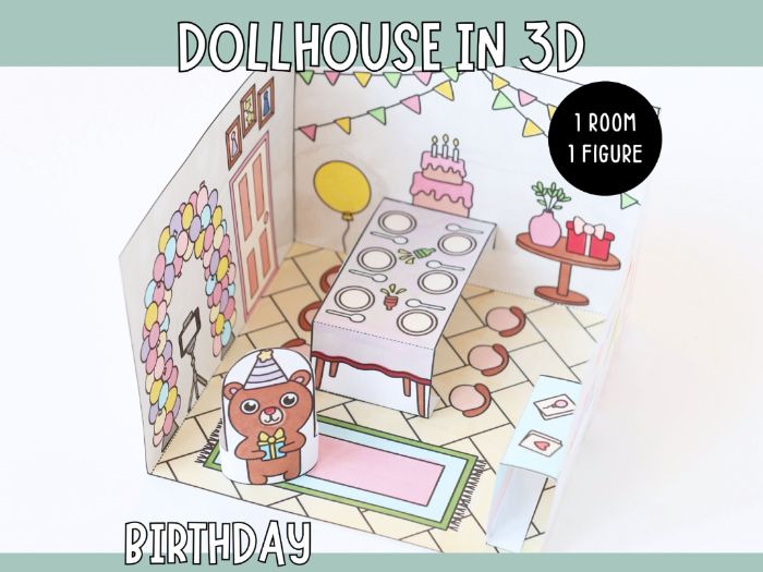 Dollhouse in 3D Craft - Birthday Party