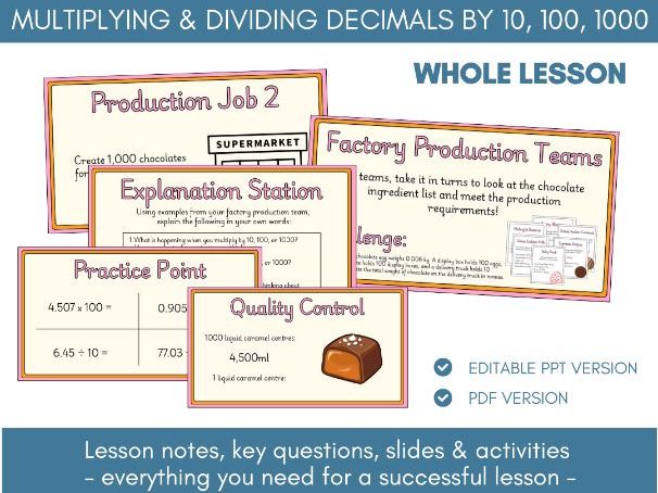 Multiply & Divide Decimals 10, 100, 1000 | Lesson Notes, Slides & Activities