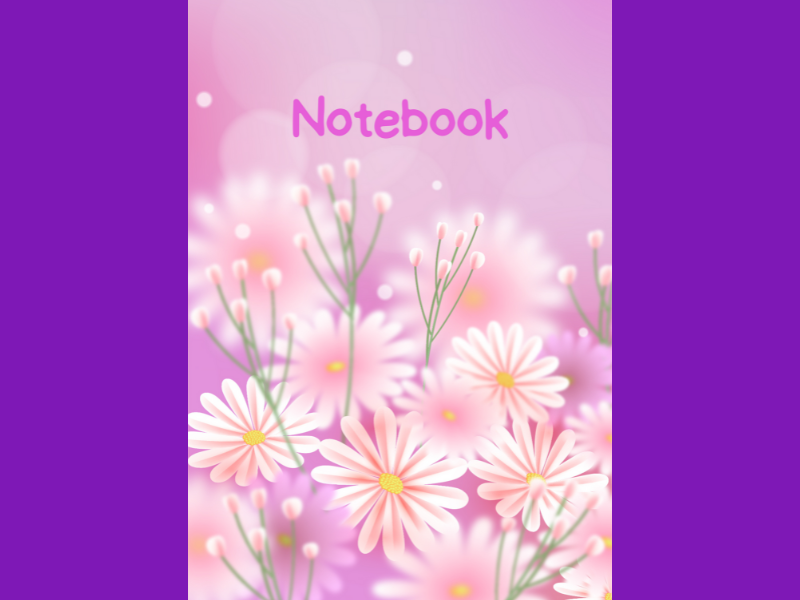 Peach Flowers with Purple Background A4 Lined Notebook