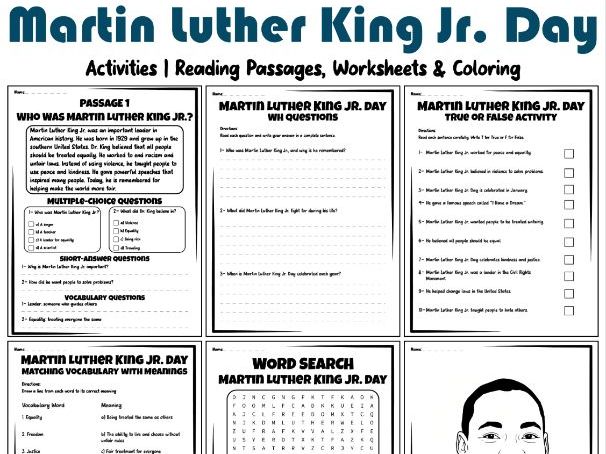 Martin Luther King Jr. Day Activities | Reading Passages, Worksheets & Coloring
