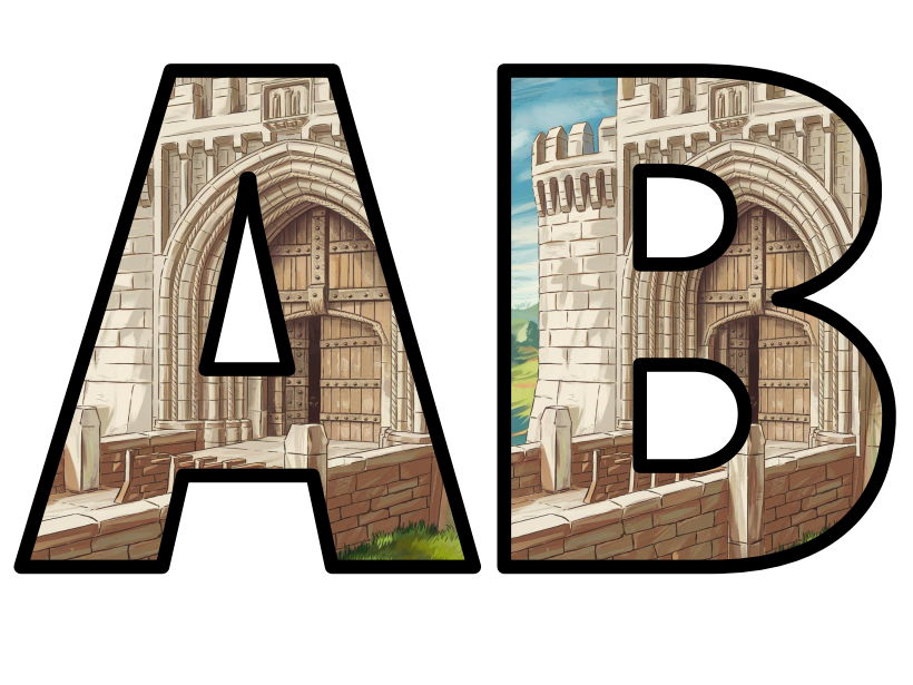 Castle Bridge Moat History Lettering Set Display Title Letters Numbers ...