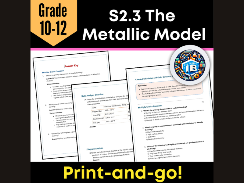 IB DP Chemistry S2.3: The Metallic Model Revision Practice 2026