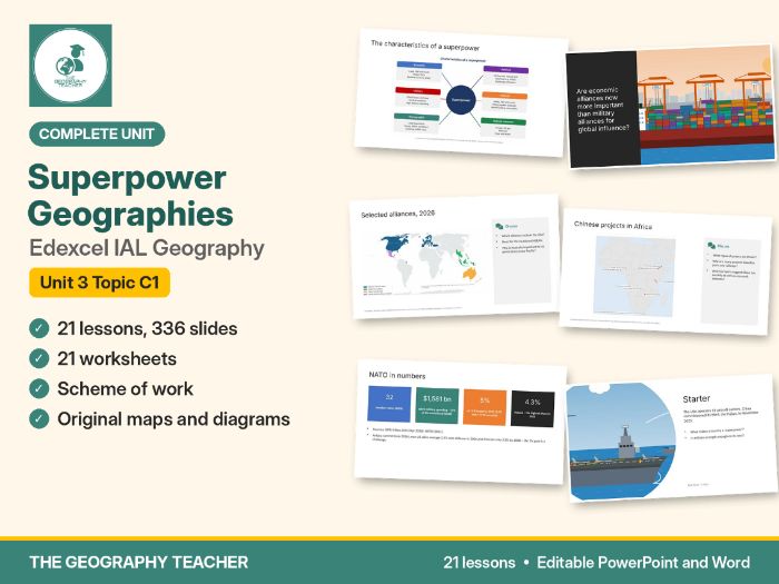 Superpower Geographies Complete Unit (21 Lessons) – Edexcel IAL Geography Unit 3 Topic C1