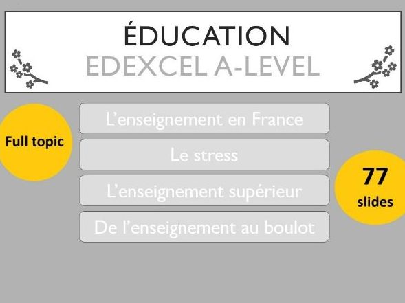 Edexcel A-Level French Education topic