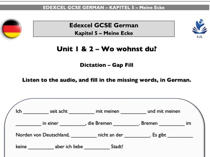 NEW EDEXCEL GCSE GERMAN - LISTENING EXERCISES - CHAPTER 5