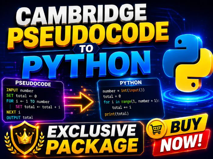 Cambridge Pseudocode to Python Conversion | IGCSE & A-Level 9618 CS | Full Package - CS