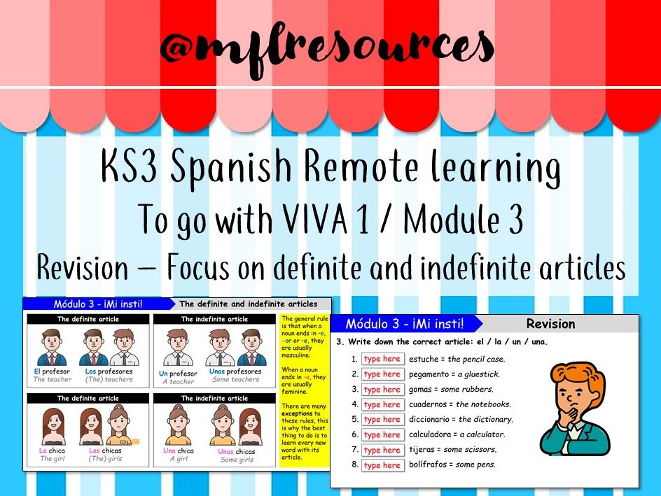 KS3 Spanish (remote learning) - Viva 1 - Module 3 - Revision (the definite and indefinite articles)