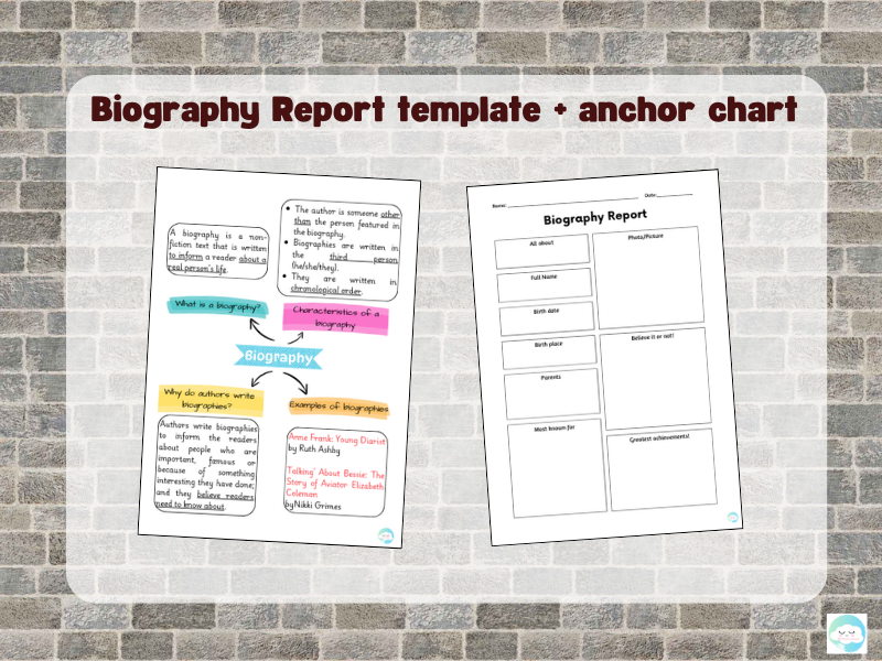 Biography Report template + anchor chart