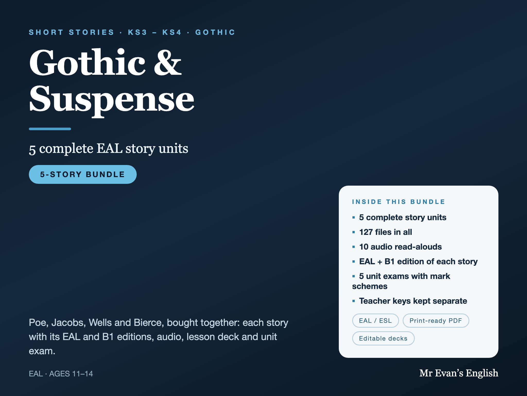 Gothic & Suspense Bundle | KS3 KS4 English | 5 Complete EAL Units