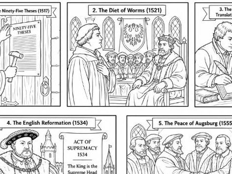 Reformation Five Key Events Colouring Page